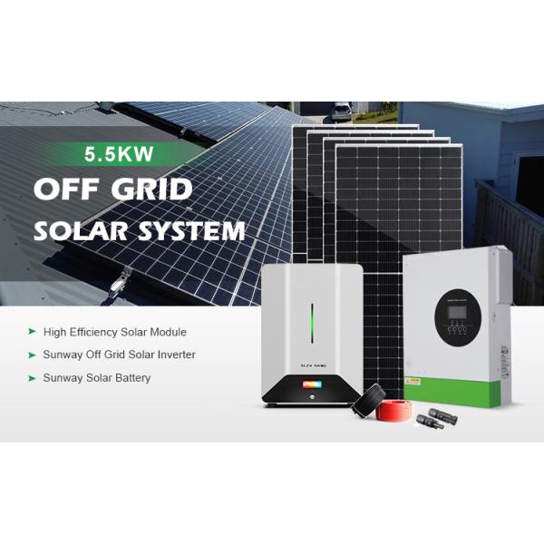 5.5kw Sistema de almacenamiento de energía de energía solar fuera de la red paquete completo Silicio monocristalino