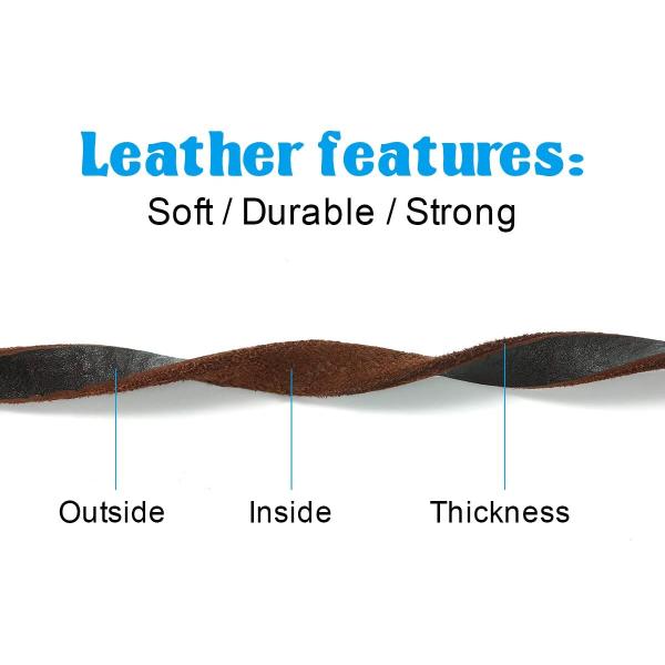 Pet Cow Leather Collar Leash Harness Set Traction Rope  Double Ended Dog Lead 50CM
