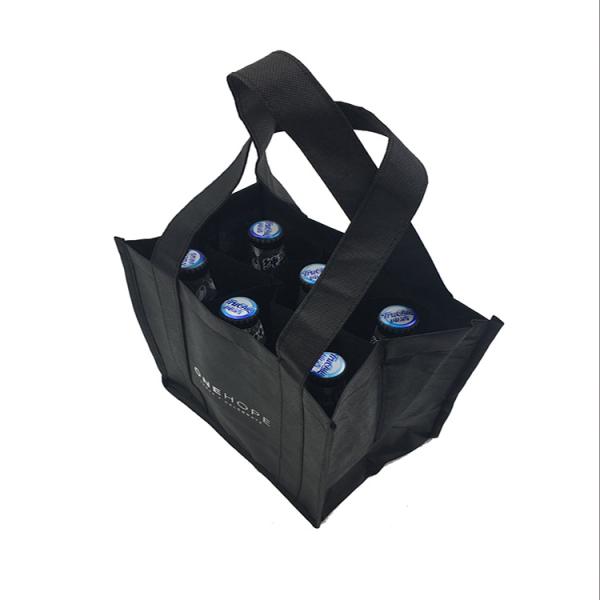 Durable Reusable Printed Non Woven Carry Bags , 6 Bottle Wine Tote Bags