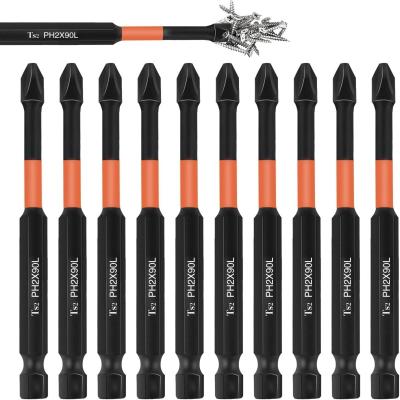 Heavy-Duty 90mm Phillips #2 Bit | Anti-Wobble S2 Steel (1/4 Hex Shank)