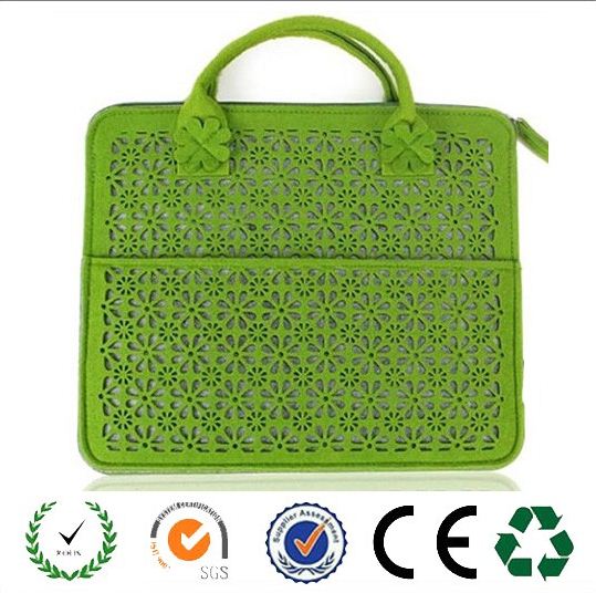 Alibaba Top selling Eco-Friendly Laser Cut Felt Laptop Bag with handle