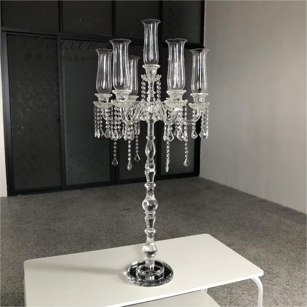 ZT-593 lujoso único candelabro de cristal alto piezas centrales de la boda