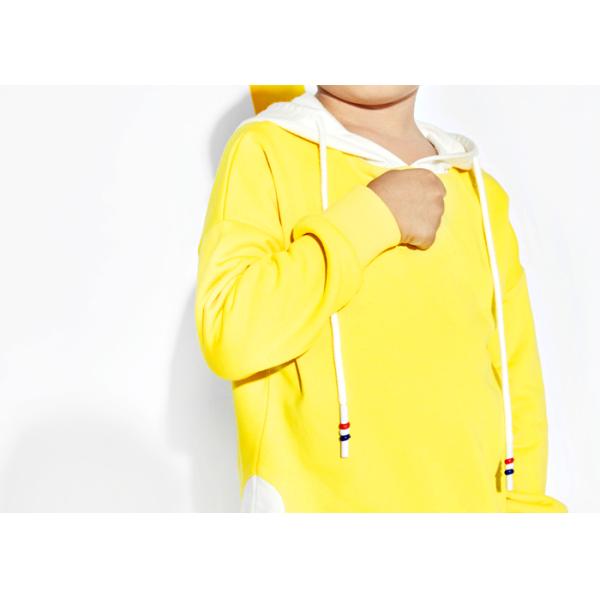 Yellow Fake Two Pieces Boys Fall Sweaters , Cute Little Boy Clothes With Hood