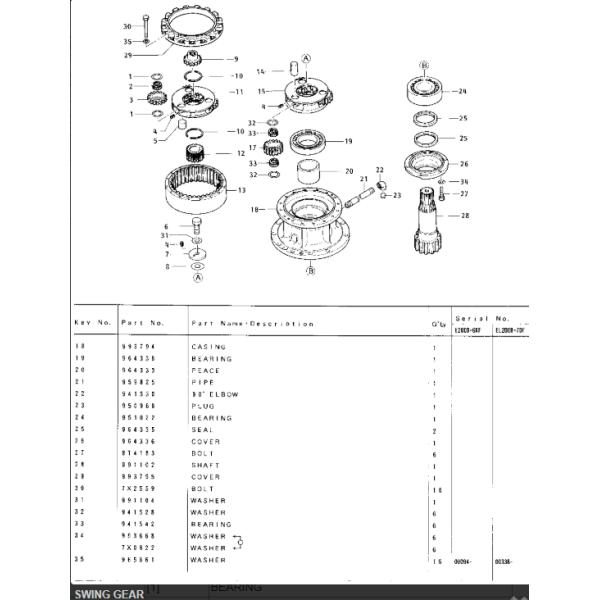 099-1102 096-750 096-7499 5I5189 0941510 0964000 0964005 E200B Swing Drive Shaft Excavator Swing Motor Reduction Gear