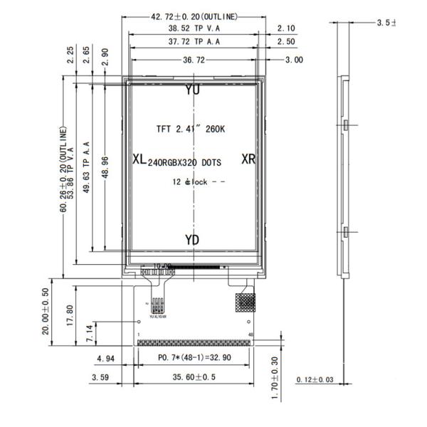 TFT LCD дисплей 2,4 дюйма 240x320 QVGA MCU/RGB интерфейс с резистивным сенсорным экраном