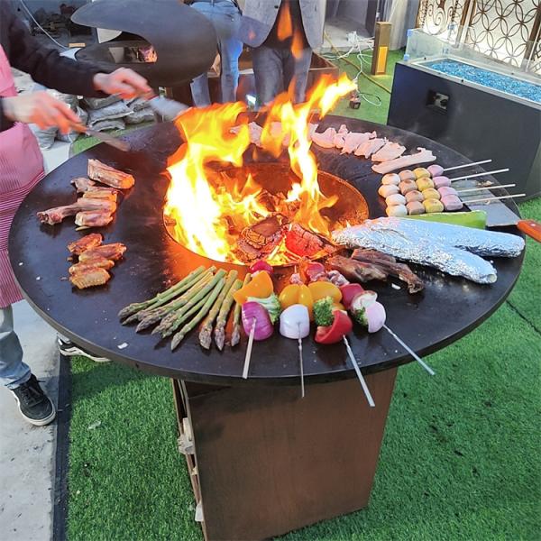 Outdoor Cooking Corten Steel Hemisphere Fire Pit D1000mm Abrasion Resistance