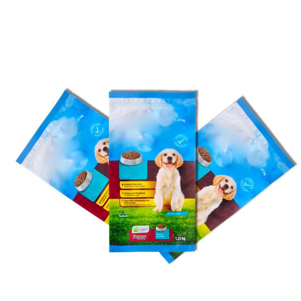 Plastic Animal Feed bag, aluminium foil bag, back seal bag for pet food packaging 1.25 KGS