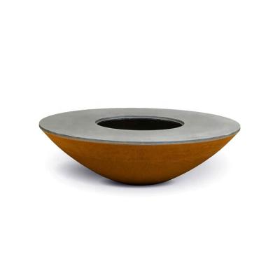 Assado de queimadura Rusty Corten Steel Fire Bowl da madeira do jardim com anel da grade