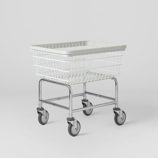 Chrome Laundry Basket Carts Rolling Laundry Cart With Double Pole Rack