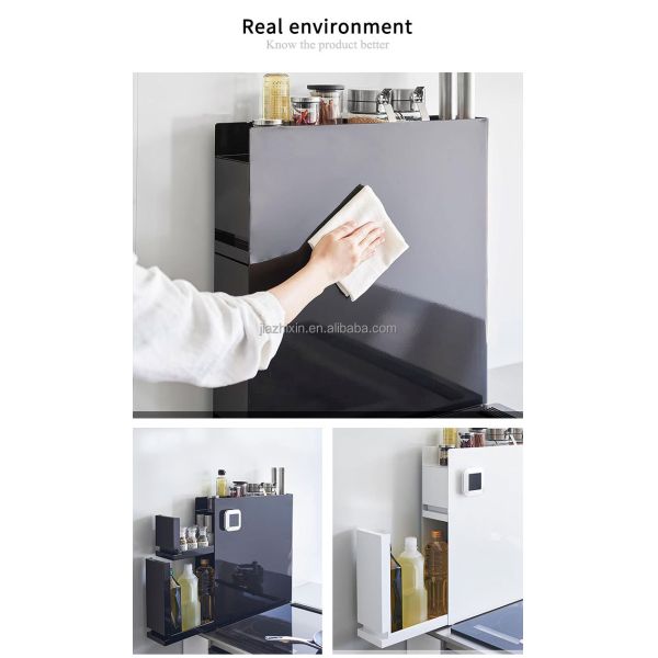 New 3 Tier Steel Hidden Spices Kitchen Cabinets Rack Modern Eco-Friendly Living Room Vertical Black Drawer Storage Holder