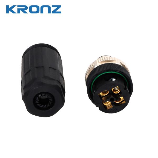 M12 4-Pin A-Coded Circular Connector 250V Brass Screw Contact