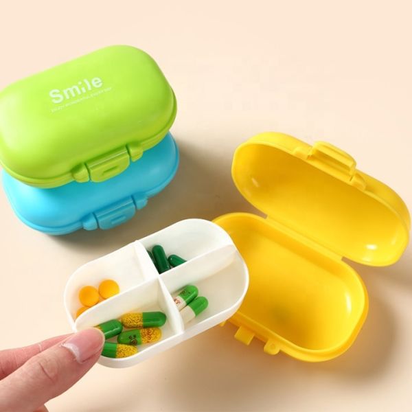 JH Medibox Portable Travel Pill Box Candy-Color PP Material Waterproof Feature Removable Vitamin Holder Case Bottle Container