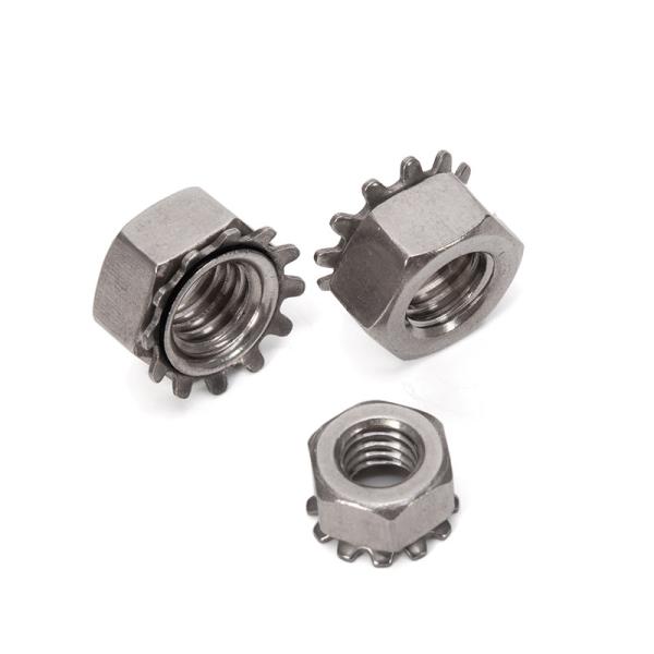 304 Stainless Steel K Type Nut for Polished Finish Carbon Steel Hex Toothed Serrated Washer Gasket Lock Nut