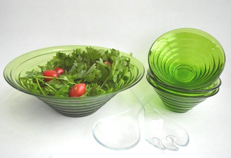 glass salad bowl set