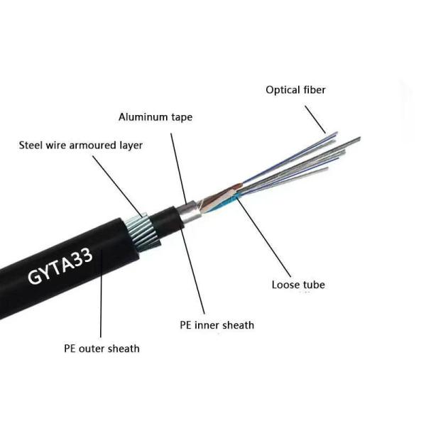 Câble optique sous-marin blindé extérieur GYTA33 monomode 96 fibres