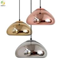 D18cm Pingente Lustre Lustre Resistente Metal Rosa Ouro Prata E27