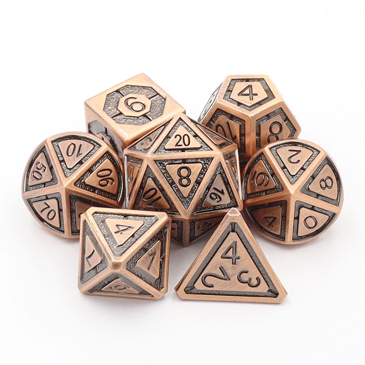 Customizable Logo Zinc Alloy Metal Dice Set 14-20mm Size 7-Piece Polyhedral Dice for RPG Games