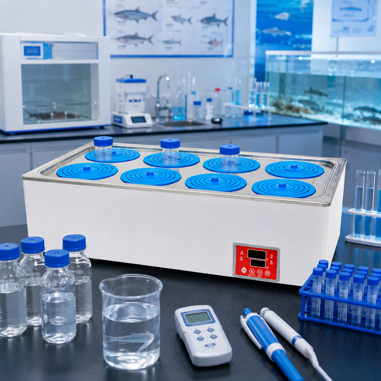 Cenlee Aquaculture Hygiene Education Lab Safe Heating HH-8 8-Hole PID Control 100°C Water-Shortage Protection Digital Water Bath