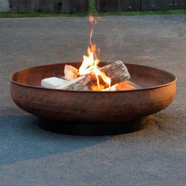 Outdoor Corten Steel Fire Pit Round Rustic Look For Garden Or Courtyard Furniture