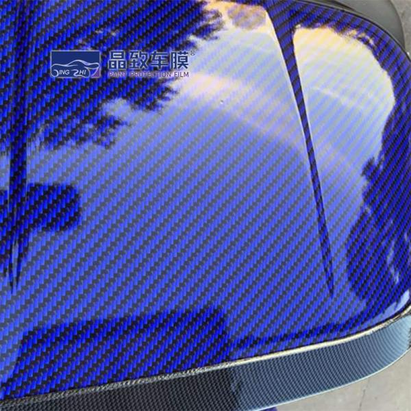 1.52x30M PET Vinyl Film 3D Carbon Fiber Dark Blue Color Stretchable