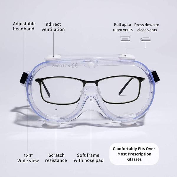 PC Lens PVC Frame EN166 Medical Protective Goggles