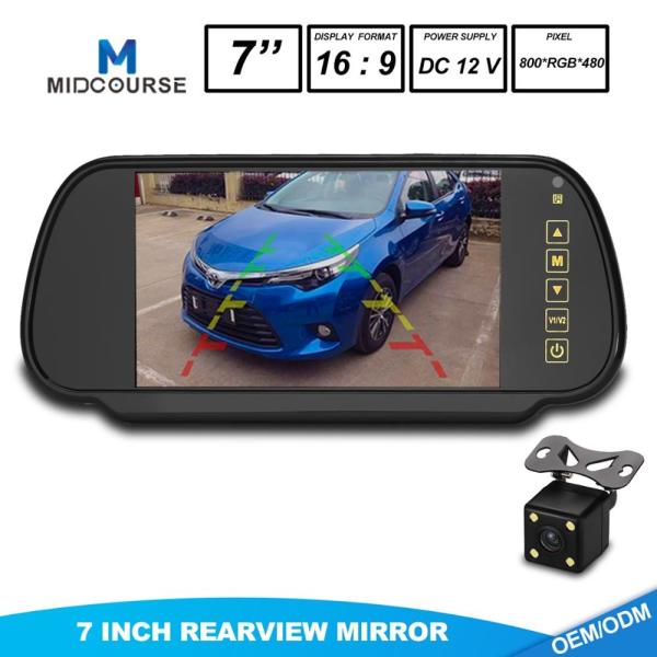 7 Inch HD 12V/24V Car Rearview Mirror Monitor with Anti-glaring Glass/ reversing camera