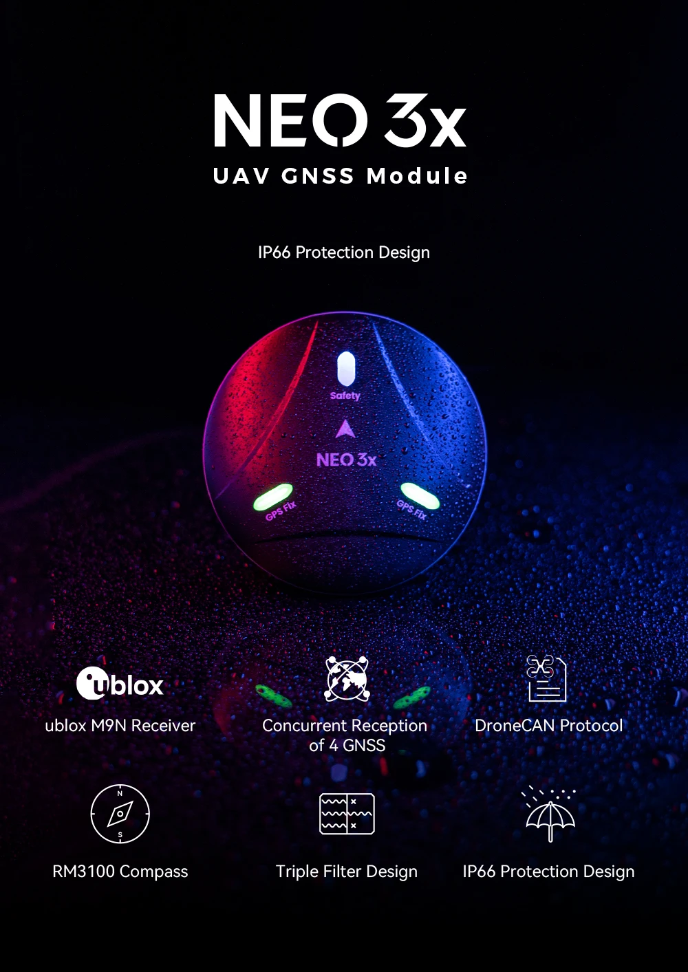 Cuav New Neo 3x M9n Gps Airplane with Can Protocol Gnss Composite Material Transmitter Receiver Pair
