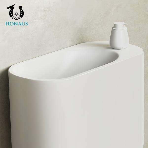 New Design Bathroom Wall Hung Basin Sintered Stone White Modern Hotel Apartment