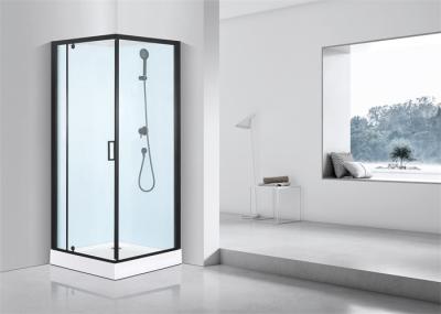 Brushed Glass Shower Cabin with Black Painted Back Wall and 15cm Tray Height