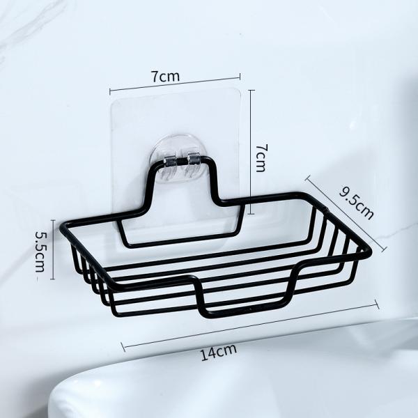 No Drilling Wall Mounted 304 Rustproof Stainless Steel Square Soap Dish Holder for Bathroom and Kitchen