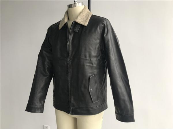 Dockers Men's PVC Leather Jacket Charcoal Color With Sherpa Lining DOCO1714