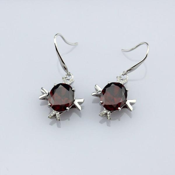 Women Jewelry Sterling 925 Silver Citrine  Cubic Zirconia Dangle Earrings (E07)