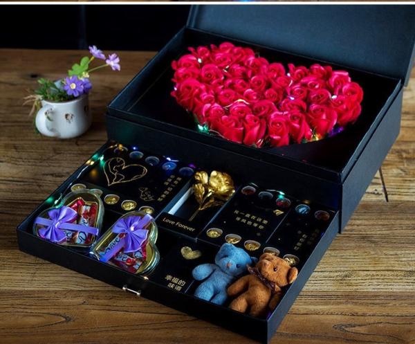 Double Layer Flower Packaging Boxes Cardboard Florist Bouquet Box Jewelry Gifts Packaging Personalized