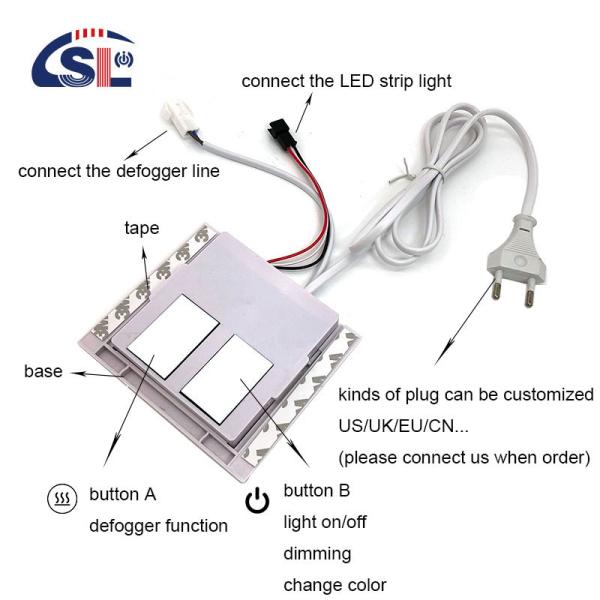 Dimming level Yes DC 12V 2A 24W Double button touch sensor switch for smart LED mirror