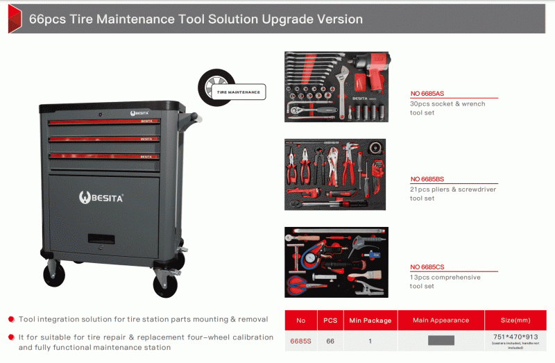 66 Piece Tire Maintenance Tool Solution Electric Car Repair Tool Set OEM