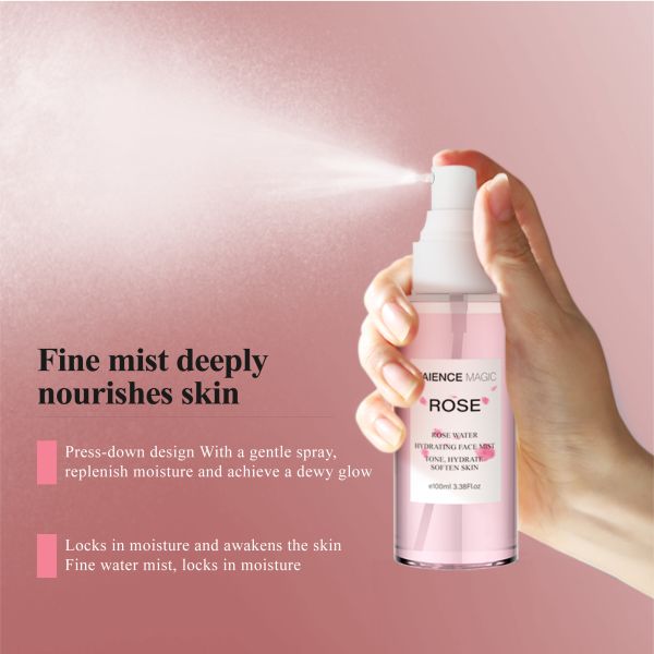 FM  ODM/OEM Rose Water Hydrating Mist with Rose Rugosa Flower Extract Hyaluronic Acid and Organic Collagen for Beauty Salon Use