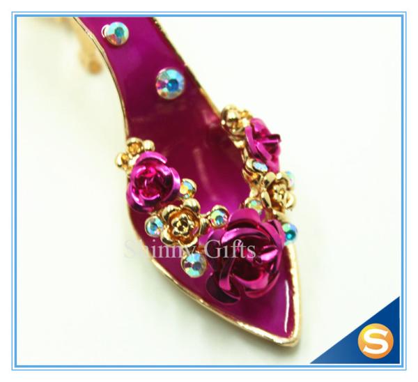 Rhinestone High Heeled Shoes Connecting Metal Key Chain Metal Charm Pendant Purse Bag Key Ring