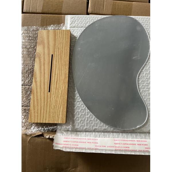 Curvy Portable Lighted Makeup Mirror Wood Stand For Vanity