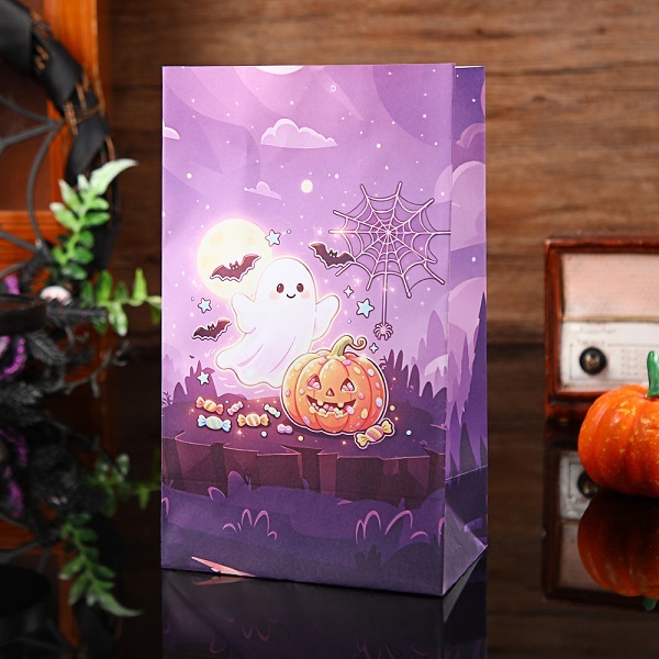 Halloween Paper Gift Bags with Sealing Stickers for Treat Packaging