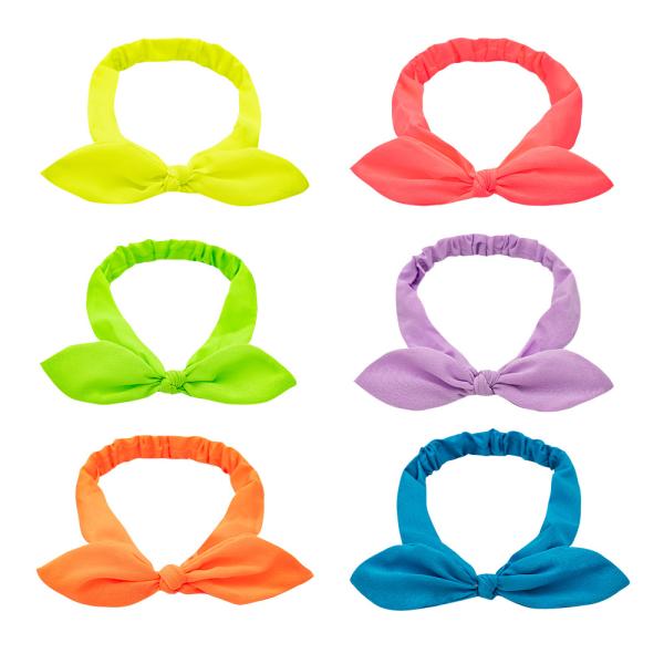 Fluorescent cute fabric Rabbit ears elastic headband Cross border women's hair tie unique hair bands