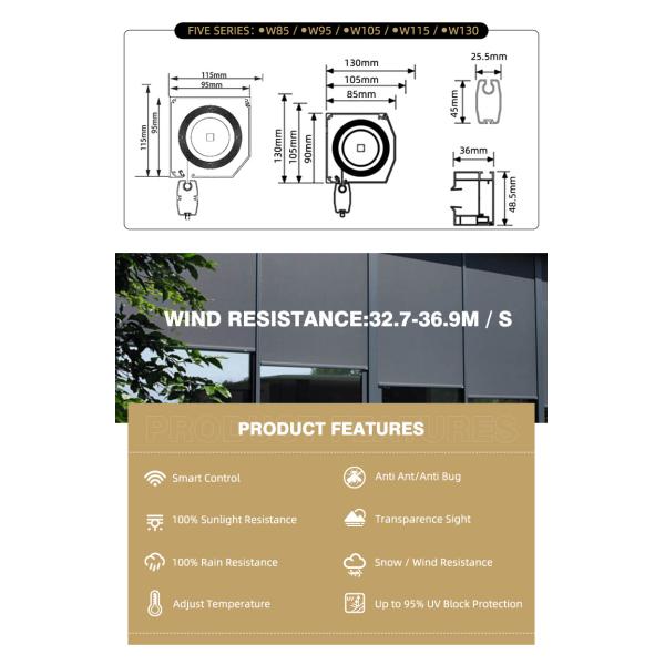 На открытом воздухе Rainproof след застежка-молнии ослепляет шторки ролика окна алюминиевого сплава