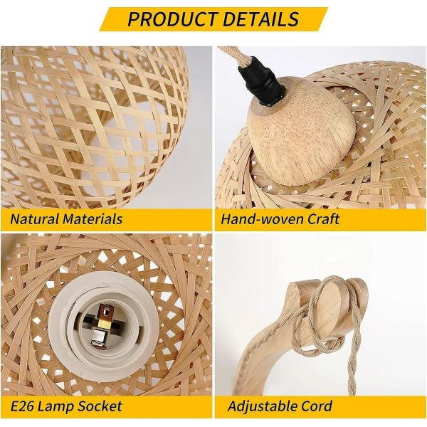 Natural Rattan Wicker Hand-Woven  Bamboo Lantern Wall Lamp with plug  (WH-VR-136)