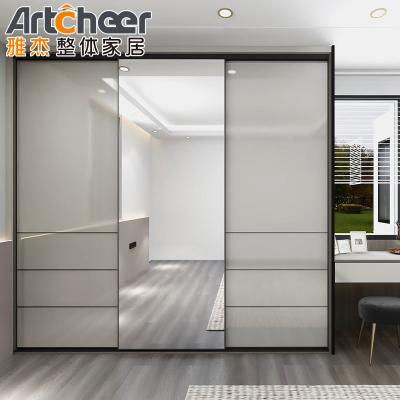Contemporary Mirrored Bedroom Furniture Wall Wardrobe Dressing Table in Modern Style