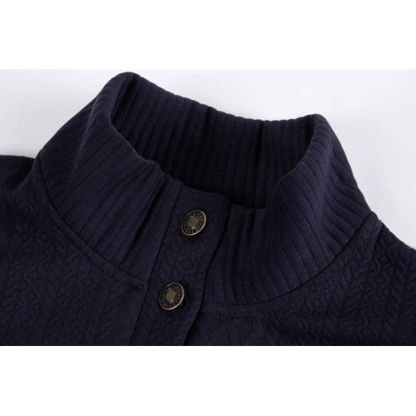 Men's Colorblock Jacquard Hoodie with Suede Elbow Patches and Mock Neck Henley Sweatshirt
