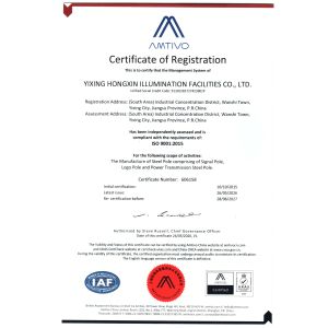 Yixing Hongxin Illumination Facilities Co., Ltd. Certifications