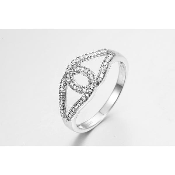 2.80g Curved CZ Wedding Band 2.5mm Silver Rings With Stones For Ladies