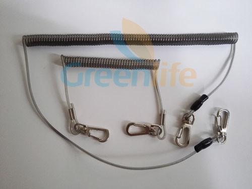 Translucent Black Steel Spring Coil Lanyard Leashes w/Delux Swivel Claw 2pcs
