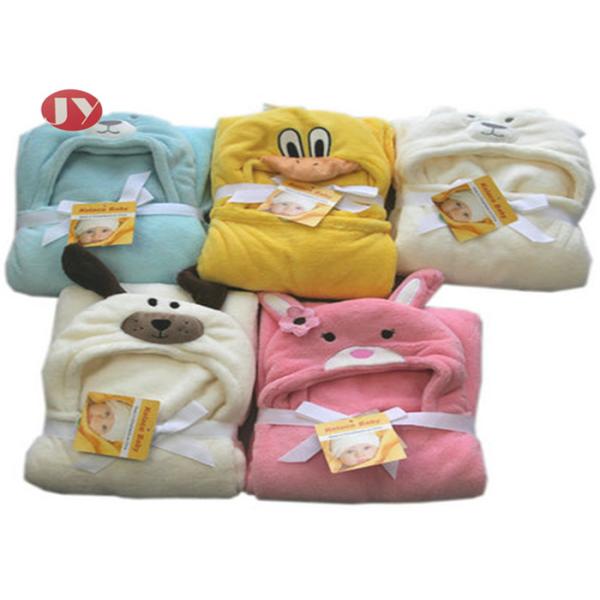 Soft Baby Hooded Blanket Microplush Swaddle Cute Animal Design For Kids