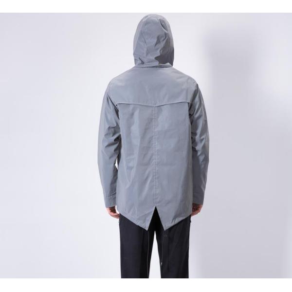 Mid Length Waterproof Mens Reflective Jacket With Hood Long Fishtail Style