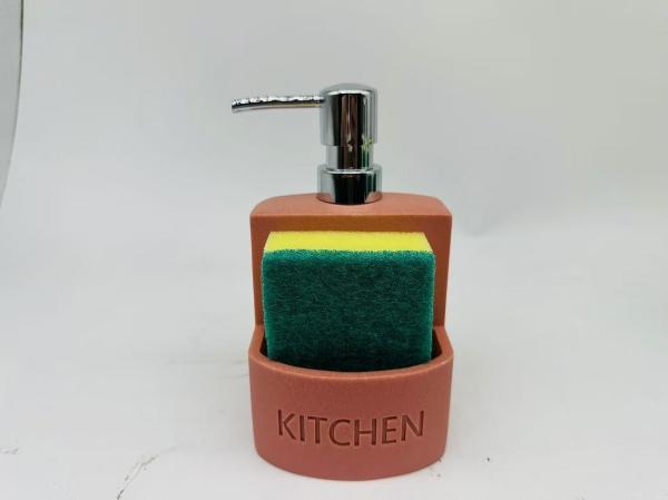 Rectangular Kitchen Utensil Caddy Soap Dispenser with ABS Pump Head and Sponge Debossed Letter